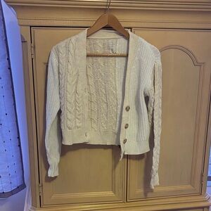 Elegant Cream Cable Knit Cardigan